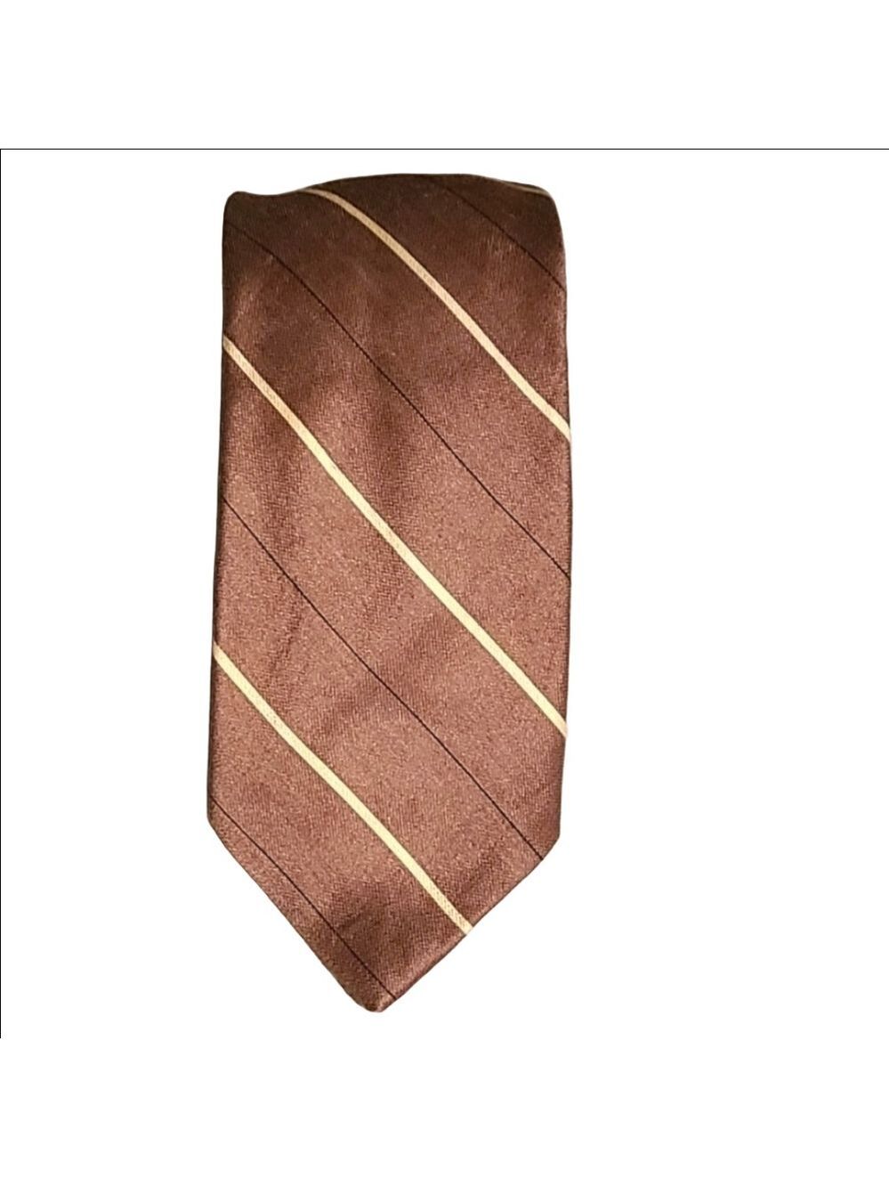 Gucci Contempo Vintage Mens Designer Silk Tie Diagonal Stripes Brown Cream Black